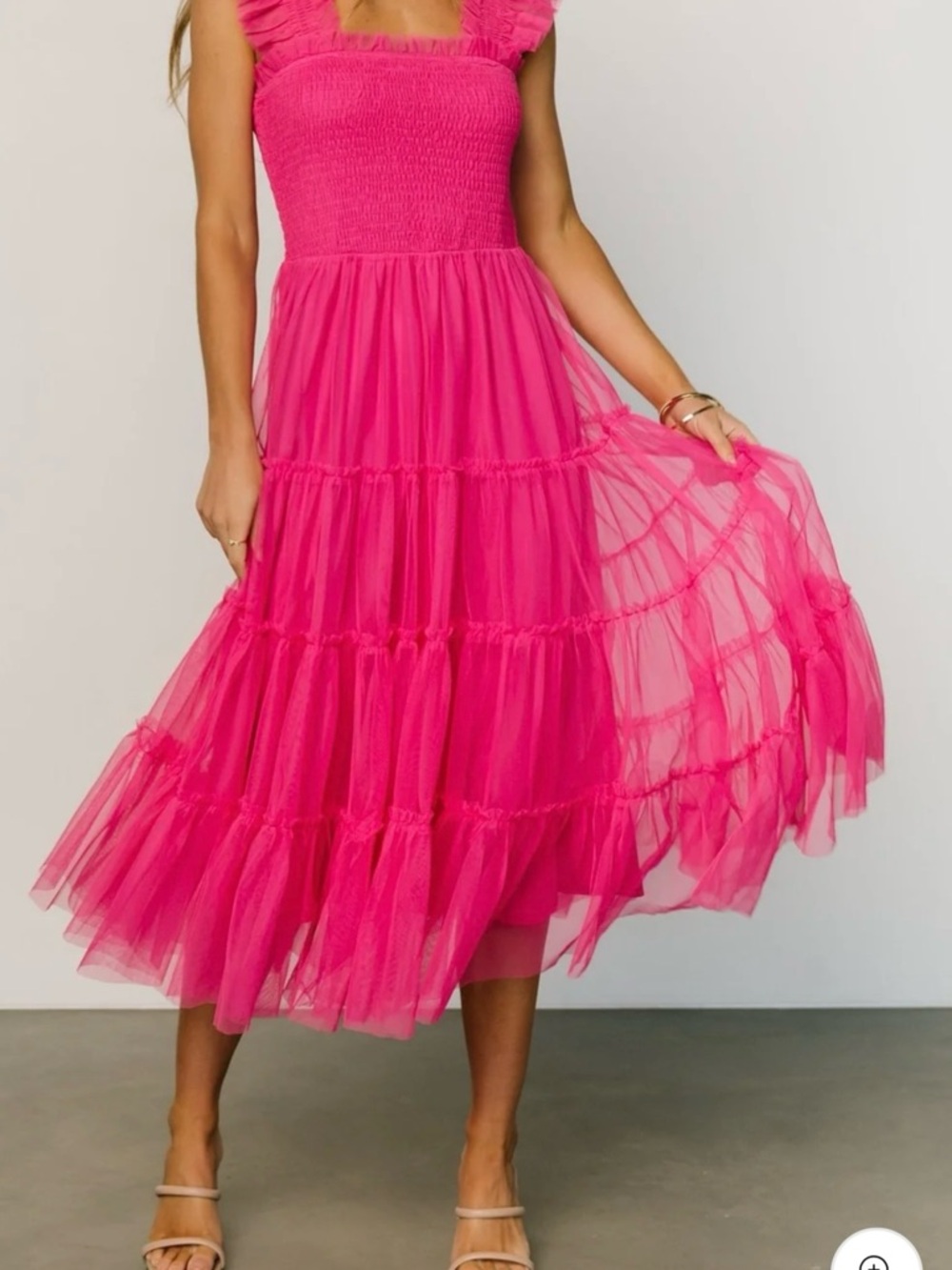 Baltic Born Bright Pink Smocked Tulle Top - Picture 2 of 12